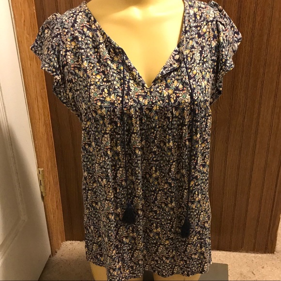 Maurices  navy blue/yellow/pink Top - Picture 6 of 6